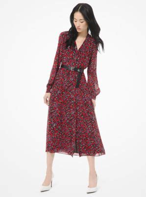 michael michael kors woodland print georgette shirtdress|Woodland.